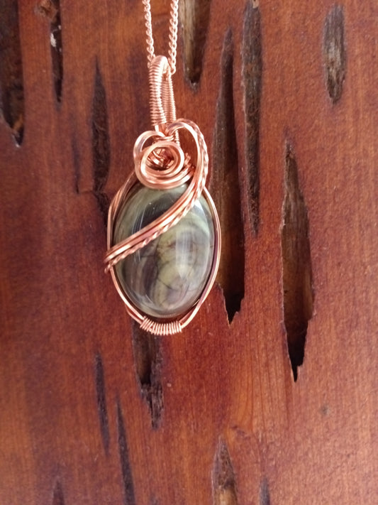 Dark Green Plum Agate pendant