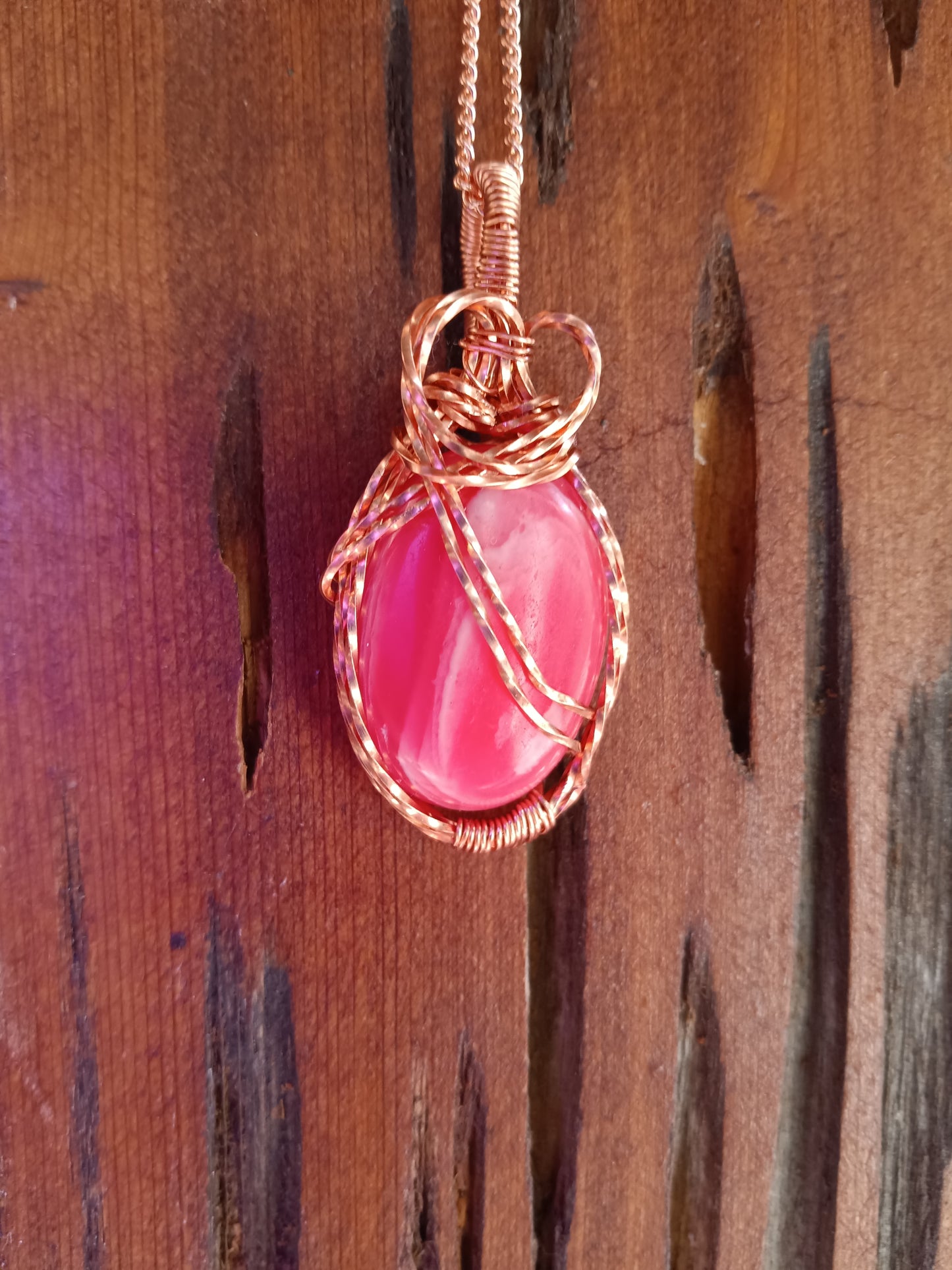 Pink Dyed Agate Pendant