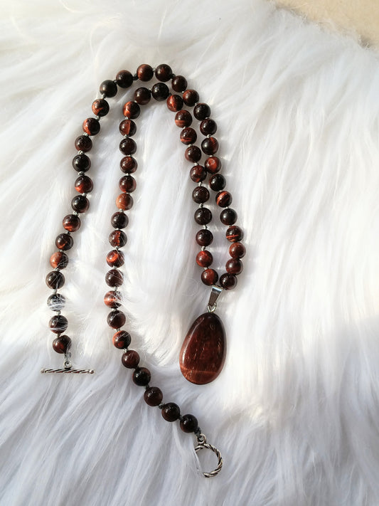 Red Tiger's Eye beaded choker