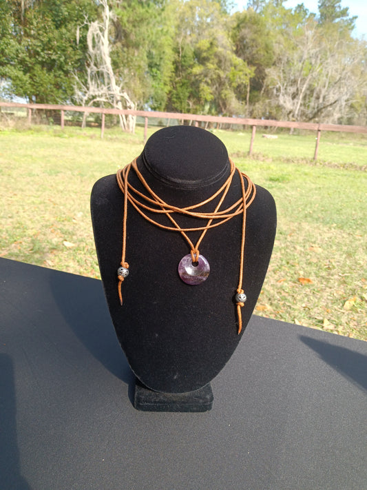 Boho Amethyst wrap necklace