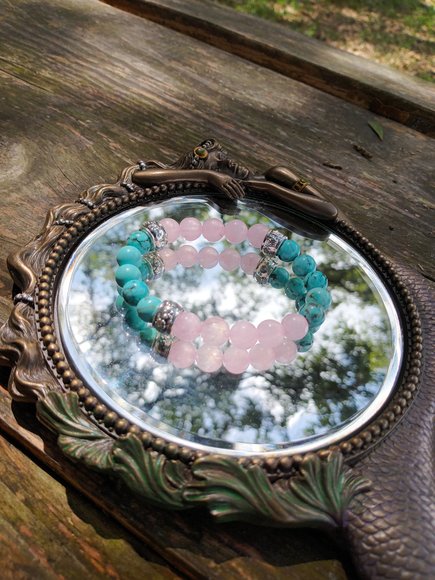 Turquoise Howlite with Rose Quartz